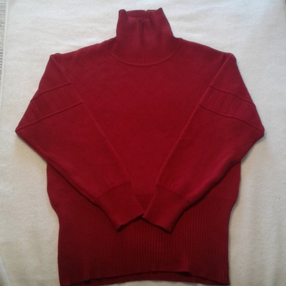 Bogner vintage sweater wool blend red turtleneck - Picture 3 of 12